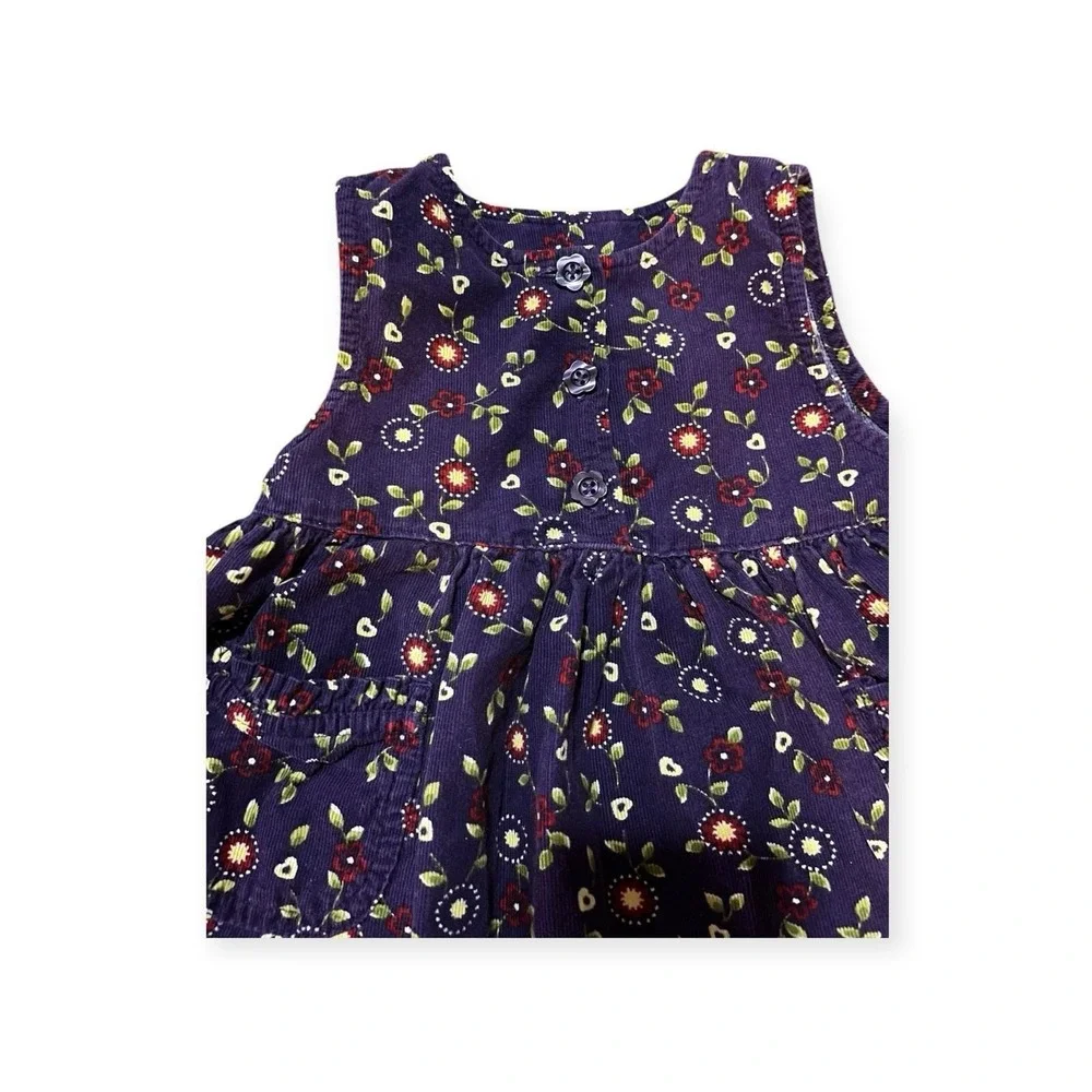 Vintage 90's 100% Cotton Floral McKids Corduroy Infant Dress 18m McDonald's Corp